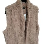 Love Token NEW  Genuine Rabbit Fur Color Latte Winter Holiday Cozy Vest Size L Photo 5