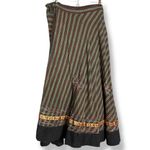 Striped Wrap Skirt Floral Embroidery Boho Flowers Ribbon Tie Waist Green Red Size undefined Photo 15