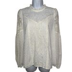 White House | Black Market White Mock Neck L/S Eyelet Lined Blouse EUC Size 4 Photo 1