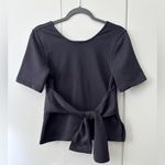 Nike  Studio Yoga Training Tie Front V Back Short Sleeve Top - Black - S Photo 5