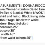 Donna Ricco Womens Embroidered Lined A Line Skirt Size 4 Black & White NWOT Photo 7