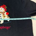 Longaberger  Vintage Christmas Black Sweater Festive Snowman and Tree Size M Photo 3