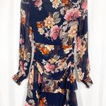 Nicholas Rust Floral Pintuck Silk Chiffon Mini Dress: Navy Blue Size 0 Photo 4