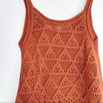 Anthropologie Freshman Pointelle Knit Crochet Boho Tank Top Rustic Orange Photo 5