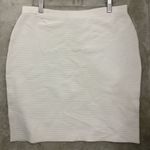 Carmen Marc Valvo CARMEN White Ribbed Pencil Midi Skirt Large Photo 1