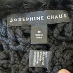Josephine Chaus Vtg Black Crochet Open Knit Sleeveless Vest SZ M Rabbit Fur 80's Photo 6