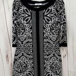 White House | Black Market  Women’s Medium Black White Patterned Tunic Top Slinky Photo 0