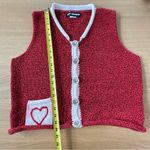 American Vintage Vintage Ani Barrie Sweater Vest USA made 100% Cotton Sz L Red Heart Grandmacore Photo 12