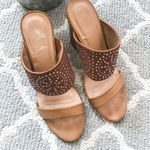 Francesca’s studded cognac block heel mule sandal Brown Size 7.5 Photo 3