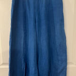 Corey Lynn Calter Linen Wide Leg Crop Pants Blue Elastic Waist Pockets L Size L Photo 0