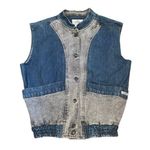 Vintage Y2K Essentials Sleeveless Denim Metal Snap Vest Unisex Medium Pockets Blue Photo 0