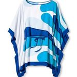 Marimekko For Target Poncho Swimwear Cover Up Mini Dress White/Blue Womens S/M White Photo 0