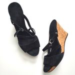 UGG  Jullita Black Suede Strappy Cork Wedge Sandals Photo 0