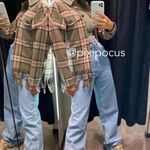 ZARA  WOOL BLEND PLAID OVERSHIRT FRINGED STUDS KHAKI SHACKET NEW SIZE XS NEW Photo 5