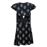 Sunday Best Rand Floral Print Deep V Neck Lined Cut Out Mini Dress Size 0 Black Photo 2