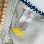 No Boundaries  Bikini Top Removable Cups Crochet Lace Up White Colorful L Photo 2