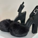 Black fluffy high hills Size 7 Photo 1