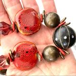 Chico's  red, orange and black beaded statement necklace Photo 3