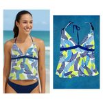 Nike Women’s Halter Swim Tankini Top Size 8 Blue Green Leaf Print EUC Padded Photo 1