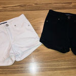 Aeropostale  Women Juniors size 00 cuffed denim shorts High Rise White & Black‎ Photo 0