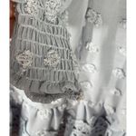 Simplee Mini Dress Light Blue Dot Long Sleeve Smocked S Small Photo 4