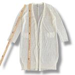 Berti Italian Longline Open Knit Cardigan Small Quiet Luxury Layering Minimalist White Photo 3