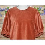 THML Fall Women Size L Corduroy Orange Rust Puff Short Sleeve Top Shirt Soft Photo 1