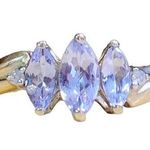 10K 10KT Yellow Gold Triple Marquise Tanzanite Diamond Accent Ring Size 7 Photo 0