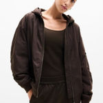 Athleta New  L Upfield Bomber Jacket Truffle Brown Large Photo 0