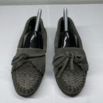 Minnetonka Size 7 Gray Tweed Kitty Moccasin Suede Leather Fringe Rubber Sole Photo 2