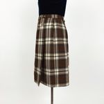 Vintage 90’s Pure Wool Plaid Wrap Pencil Skirt in Brown | Size S Photo 4