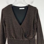 Mango MNG Metallic Gold Black Long Sleeve Mini Dress Size XS EUC W2572 Photo 2