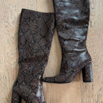 14th & Union  Brown Shiny 3.5” Block Comfort Heel Knee Boot Size 6.5 Stretch Calf Photo 0