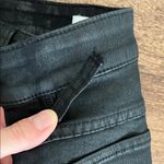 Tribal Dull Sheen Black Denim Skinny Cut Jeans w/ Raw Hem Photo 3