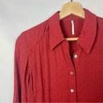 Free People This Town Red Printed Long Sleeve Button Down Mini Dress S Photo 27