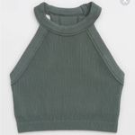 Aerie Green Ribbed Superchill Seamless High Neck Bra Crop Top - size XL Photo 7