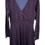 Toad&Co Dress‎ Womens Medium Blue Red Flower Print Organic Cotton Blend Pockets Photo 0