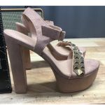 Chinese Laundry Arnette Women 6.5 M Pink Suede Open Toe Studded Platform Sandals Photo 1