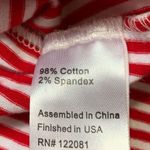 Tatyana Top Cherry Red White Vertical Striped Bow Detail Keyhole Puff Sleeve Photo 6