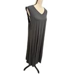 Eileen Fisher V-NECK TANK DRESS JERSEY MIDI CHARCOAL LRG Stretchy Comfort Women Photo 1