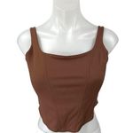 Reoria Women's Brown Sleeveless Square Neck Bustier Corset Crop Top Size L Size L Photo 0