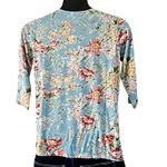 Belle by Kim Gravel Aqua Floral Knit Embroidered Top Size Small NWOT Blue Photo 2
