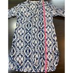 Athleta  Ikat Print Tunic Top Women XXS Blue White Cotton Silk Shirt Dress Preppy Photo 8