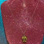 Yellow Sugar Skull Necklace Sterling Silver 925 Halloween Photo 12