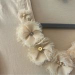 CAbi light yellow embellished flower v-neck raw hem top size XS Photo 2