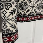 L.L.Bean Fair Isle Sweater Coat Cream White XS Photo 3