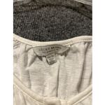 Lucky Brand Top Womens XS White Floral Stretch V-Neck Short Sleeve 1/4 Button Photo 2