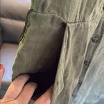 Nicole Miller Olive Green Midi Dress 💯 linen size 16 XL Photo 1