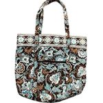Vera Bradley Java Blue Large Tote with Tortoise Toggle Closure Photo 11