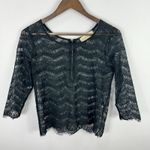 Sweet Journey Black Lace Top Womens Small Sheer Boho Gothic Witchy Romantic Photo 0